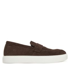 Półbuty Calvin Klein. Brązowe półbuty na co dzień męskie Calvin Klein, bez zapięcia. Za 389.99 zł.