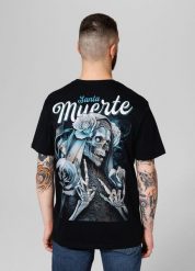 Koszulka bawełniana sportowy t-shirt dla dorosłych Santa Muerte 24. Czarne koszulki sportowe męskie PITBULL, na lato, m, z aplikacjami, z bawełny, bez kołnierzyka, bez ramiączek. Za 119.00 zł.