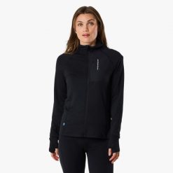 Sweter Wędrówki damska Swedemount Ultra Light Tech Midlayer Full Zip. Czarne bluzy sportowe damskie SWEDEMOUNT, bez wzorów, z tkaniny, wakacyjne, bez kołnierzyka, bez ramiączek, bez kaptura. Za 185.00 zł.
