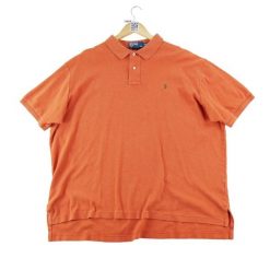 Second life - Krótki rękaw męski polo pomarańczowy - Jak nowy. Brązowe koszulki polo męskie Ralph Lauren, m, bez wzorów, bez kołnierzyka, bez ramiączek, na golfa. Za 126.86 zł.