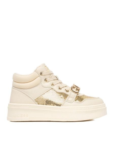 Guess Sneakersy CEOWB-AVO-357-05 Écru. Białe buty sportowe dziewczęce Guess, z aplikacjami, ze skóry, bez zapięcia. Za 222.99 zł.