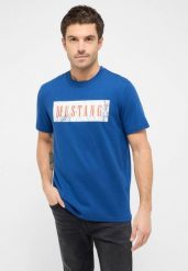 Męski T-Shirt Mustang Style Austin Navy Peony 1016274 5445. Niebieskie t-shirty męskie Mustang, m, bez wzorów, bez kołnierzyka. Za 69.99 zł.