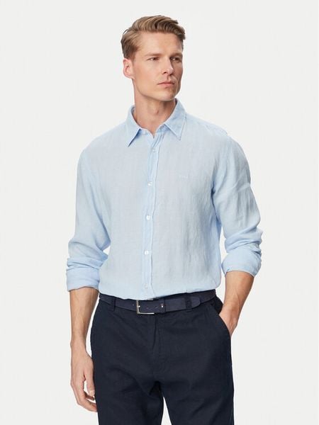 BOSS Koszula Relegant 50567579 Niebieski Regular Fit. Niebieskie koszule męskie Boss, m, bez wzorów, ze lnu, bez kołnierzyka, bez ramiączek. Za 426.99 zł.