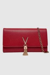 VALENTINO Czerwona kopertówka Divina Pochette. Czerwone kopertówki damskie Valentino by Mario Valentino, bez wzorów, duże, bez dodatków. W wyprzedaży za 205.99 zł.