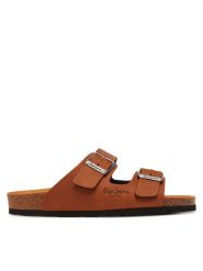 Pepe Jeans Klapki PLS90637 Brązowy. Brązowe klapki damskie Pepe Jeans, bez wzorów, z jeansu, bez obcasa. Za 169.99 zł.