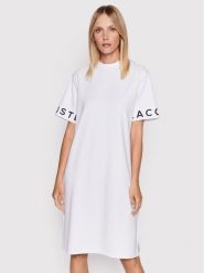 Lacoste Sukienka codzienna EF0107 Biały Relaxed Fit. Białe sukienki damskie Lacoste, na co dzień, bez wzorów, z syntetyku, bez kołnierzyka, bez ramiączek, proste. Za 629.99 zł.
