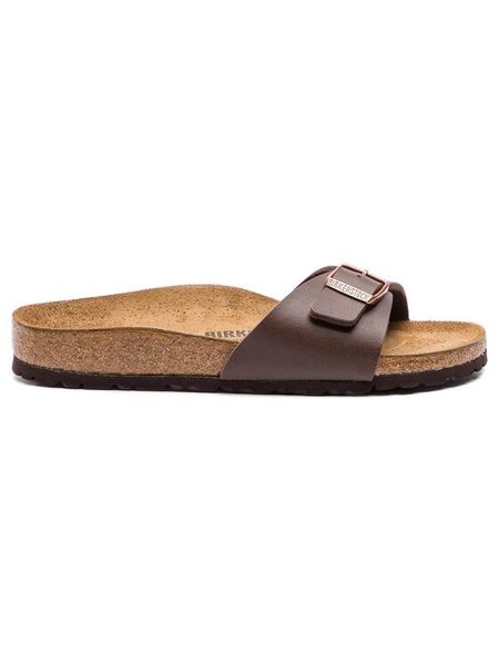 Birkenstock Klapki Madrid Bs 0040393 Brązowy. Brązowe klapki damskie Birkenstock, bez wzorów, ze skóry, bez obcasa. Za 323.99 zł.