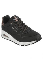 Buty do chodzenia damskie Skechers Uno. Czarne obuwie sportowe damskie Skechers, bez wzorów, z materiału, trekkingowe. Za 416.00 zł.