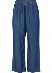 Lekkie dżinsy z gumką w talii, szerokie nogawki. Niebieskie jeansy damskie bonprix. Za 84.99 zł.
