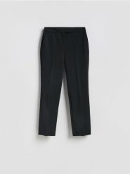 Spodnie z niskim stanem - czarny. Czarne spodnie materiałowe damskie Reserved, l, bez wzorów, z tkaniny, z obniżonym stanem. Za 139.99 zł.