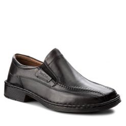 Półbuty Josef Seibel. Czarne półbuty na co dzień męskie Josef Seibel, bez zapięcia. Za 399.99 zł.