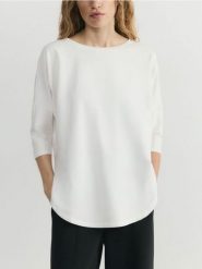 T-shirt z modalem - złamana biel. T-shirty damskie Reserved, l, bez wzorów, z bawełny, bez kołnierzyka. Za 79.99 zł.