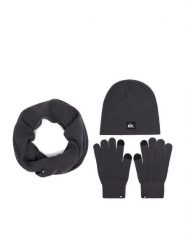 Quiksilver Komplet czapka, komin i rękawiczki CWBEO-QS-SM346-002-AW26 Szary ciemny. Szare rękawiczki męskie Quiksilver, bez wzorów. Za 139.99 zł.