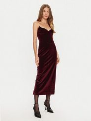 BARDOT Sukienka koktajlowa Camelia 59535DB Bordowy Slim Fit. Czerwone sukienki damskie Bardot, bez wzorów, z bawełny, wizytowe, bez kołnierzyka, bez ramiączek. W wyprzedaży za 299.99 zł.