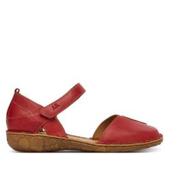 Półbuty Josef Seibel. Czerwone półbuty damskie Josef Seibel, bez wzorów, bez obcasa, na płaskiej podeszwie, bez zapięcia. Za 339.99 zł.