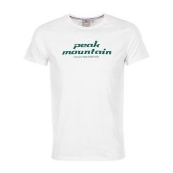 T-shirt Peak Mountain Cosmo. Białe t-shirty męskie Peak Mountain, m, bez wzorów, casualowe, bez kołnierzyka. W wyprzedaży za 101.00 zł.
