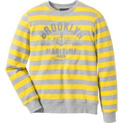 Bluza dresowa Slim Fit bonprix jasnoszary melanż - żółty w paski. Szare bluzy męskie marki bonprix, melanż, z dresówki. Za 49.99 zł.
