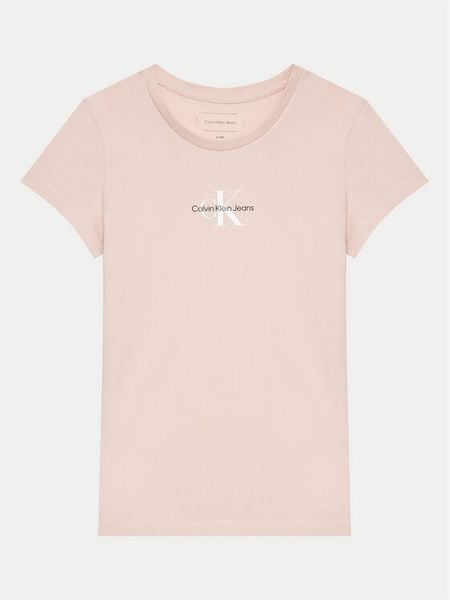 Calvin Klein Jeans T-Shirt Monogram IG0IG01470 Różowy Regular Fit. Czerwone t-shirty i topy dla dziewczynek Calvin Klein Jeans, bez wzorów, z bawełny, bez ramiączek. Za 69.99 zł.