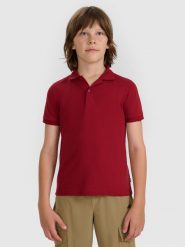 4F Koszulka polo regular chłopięca - czerwona 158 (12-13 lat). Czerwone t-shirty dla chłopców 4f, bez wzorów, ze splotem, bez ramiączek. Za 49.99 zł.