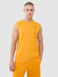 Чоловіча однотонна майка tank top regular - помаранчева. Koszulki sportowe męskie 4f, s, bez wzorów, z jersey, bez kołnierzyka. Za 649.90 zł.