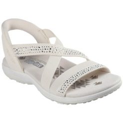 Sandały damskie Skechers Reggae Slim Summer Sparkle. Brązowe sandały damskie Skechers, bez wzorów, z materiału, bez obcasa, bez zapięcia. Za 490.00 zł.