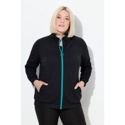 Damskie Bluza dresowa rękawy marszczone kaptur 2-kierunkowy zamek błyskawiczny. Czarne bluzy damskie Ulla Popken, plus size, bez wzorów, z dresówki, bez kaptura. W wyprzedaży za 279.99 zł.