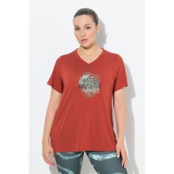 Damskie Bluzka funkcyjna antybakteryjny materiał dekolt w serek rękaw 1/2. Czerwone t-shirty damskie Ulla Popken, plus size, bez wzorów, z materiału, bez kołnierzyka. Za 199.99 zł.