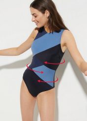 Kostium kąpielowy shape, średni stopień modelowania sylwetki. Czarne kostiumy jednoczęściowe damskie bonprix, bez wzorów. Za 159.99 zł.
