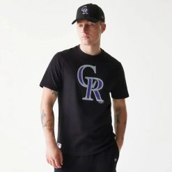 Koszulka Colorado Rockies Nos MLB Regular. Czarne koszulki sportowe męskie New Era, xl, bez wzorów, z materiału, bez kołnierzyka, bez ramiączek. Za 126.50 zł.
