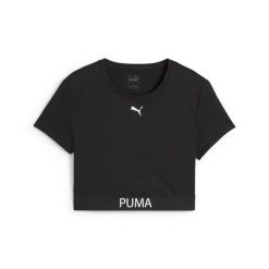 Damska koszulka o skróconym kroju PUMA STRONG PUMA. Czarne koszulki sportowe damskie Puma, bez wzorów, sportowe, bez kołnierzyka. Za 129.00 zł.