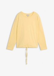 Bluza z bawełną organiczną. Żółte bluzy damskie bonprix, bez wzorów, z bawełny, bez kaptura. Za 74.99 zł.
