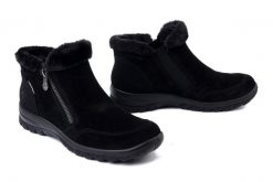 RIEKER TEX L7188-00 black, botki damskie. Czarne botki damskie Rieker, z gumy, bez obcasa, bez zapięcia. Za 339.92 zł.