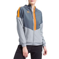 Damska kurtka z kapturem Erima Tracktop Squad. Szare bluzy sportowe damskie Erima, xs, bez wzorów, z kapturem, do piłki ręcznej. W wyprzedaży za 154.50 zł.
