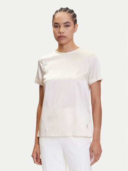 Marciano Guess Bluzka 4YGH07 7117A Écru Regular Fit. Bluzki damskie Marciano Guess, z aplikacjami, z jedwabiu, bez kołnierzyka, bez ramiączek. Za 309.99 zł.