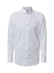 Olymp Level Five Koszula łatwa w prasowaniu Mężczyźni Slim Fit Bawełna niebieski|biały, 44. Białe koszule męskie Olymp Level Five, m, bez wzorów, z bawełny, wizytowe, bez kołnierzyka, bez ramiączek. Za 279.95 zł.