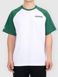 KOSZULKA MĘSKA BAWEŁNIANA Z NADRUKIEM RAGLANOWA 4F. Białe koszulki sportowe męskie 4f, l, bez wzorów, z bawełny, bez kołnierzyka, bez ramiączek, do piłki nożnej. Za 59.99 zł.