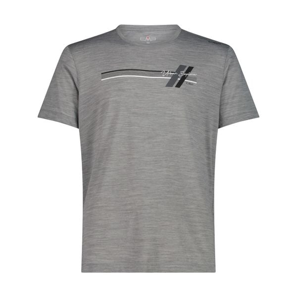 T-shirt okrągły z wełny merino CMP. Szare t-shirty męskie CMP, bez wzorów, z materiału, bez kołnierzyka. Za 212.00 zł.