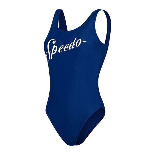 Strój pływacki jednoczęściowy Speedo Logo Deep U-Back. Niebieskie kostiumy jednoczęściowe damskie Speedo, xs, bez wzorów, sportowe, do pływania. Za 581.74 zł.