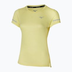 Koszulka do biegania damska Mizuno DryAeroFlow Tee. Żółte koszulki sportowe damskie Mizuno, s, bez wzorów, z materiału, bez kołnierzyka, bez ramiączek, do biegania. Za 83.99 zł.