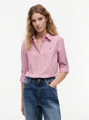 Tommy Hilfiger bluzka koszulowa Kobiety Bawełna (100%) różowy, 36. Czerwone bluzki damskie Tommy Hilfiger, bez wzorów, z bawełny, eleganckie, bez kołnierzyka, bez ramiączek. Za 279.95 zł.
