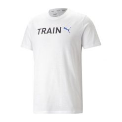 Koszulka fitness męska PUMA Graphic Tee Training. Białe koszulki sportowe męskie Puma, m, bez wzorów, bez kołnierzyka, bez ramiączek, na fitness i siłownię. Za 44.99 zł.