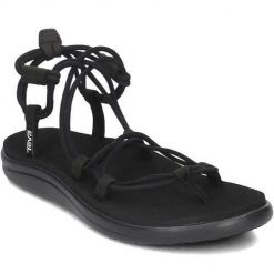 Buty do chodzenia damskie Teva 1019622. Czarne sandały damskie Teva, bez wzorów, z materiału, bez obcasa, bez zapięcia. Za 352.00 zł.