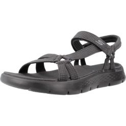 Sandały SKECHERS GO WALK FLEX SANDAL Czarny. Czarne sandały damskie Skechers, bez wzorów, z materiału, bez obcasa, bez zapięcia. Za 367.00 zł.