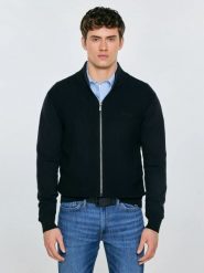 Sweter męski rozpinany ze stójką czarny Anton 906. Czarne kardigany męskie Big Star, l, bez wzorów, z bawełny, eleganckie. Za 249.99 zł.