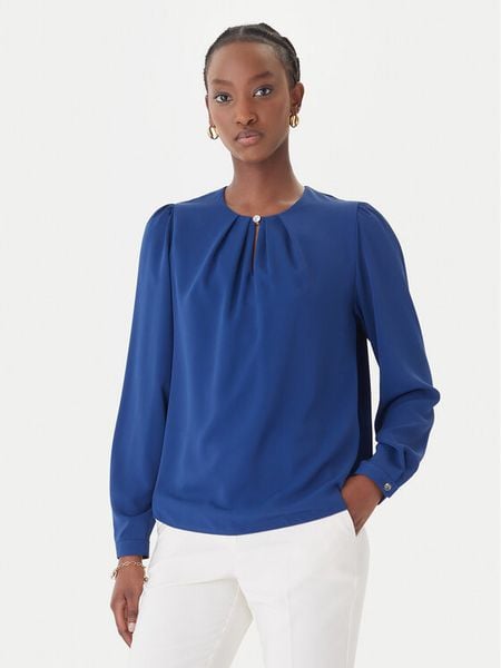 Rinascimento Bluzka CFC0127711003 Niebieski Regular Fit. Niebieskie bluzki damskie Rinascimento, s, bez wzorów, z syntetyku, bez kołnierzyka, bez ramiączek. Za 292.99 zł.