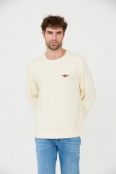 AERONAUTICA MILITARE Beżowa bluza. Brązowe bluzy męskie Aeronautica Militare, m, bez wzorów, bez kaptura. W wyprzedaży za 399.99 zł.
