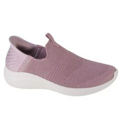 Buty sportowe Sneakersy damskie, Skechers Ultra Flex 3.0 Smooth Step Slip-ins. Fioletowe obuwie sportowe damskie Skechers, bez wzorów, z materiału, trekkingowe. Za 329.99 zł.