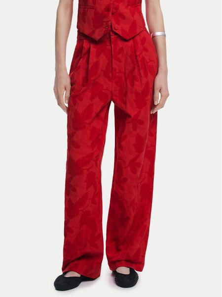 Desigual Spodnie materiałowe Suitrojo 25SWPW33 Czerwony Straight Fit. Czerwone spodnie materiałowe damskie Desigual, l, bez wzorów, z bawełny. Za 269.99 zł.
