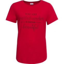 Shirt z dżerseju z nadrukiem bonprix czerwony. Bluzki damskie marki bonprix. Za 27.99 zł.
