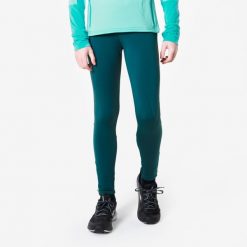 Legginsy do biegania dziecięce Kiprun 900 stretch. Niebieskie legginsy dla dziewczynek KIPRUN, bez wzorów, z materiału, długie. Za 69.99 zł.